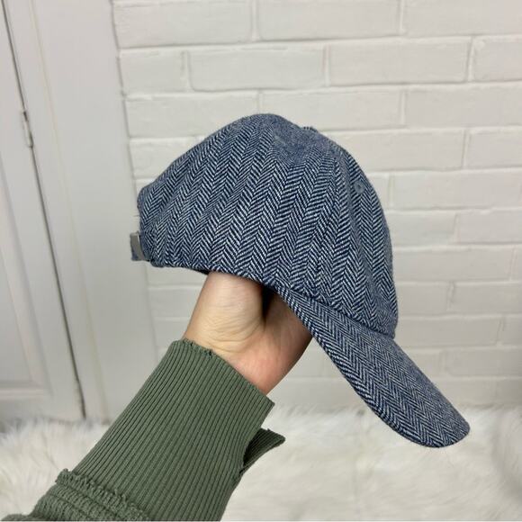 J.Crew Navy Herringbone Wool Blend Knit Baseball Hat OS - Picture 2 of 10